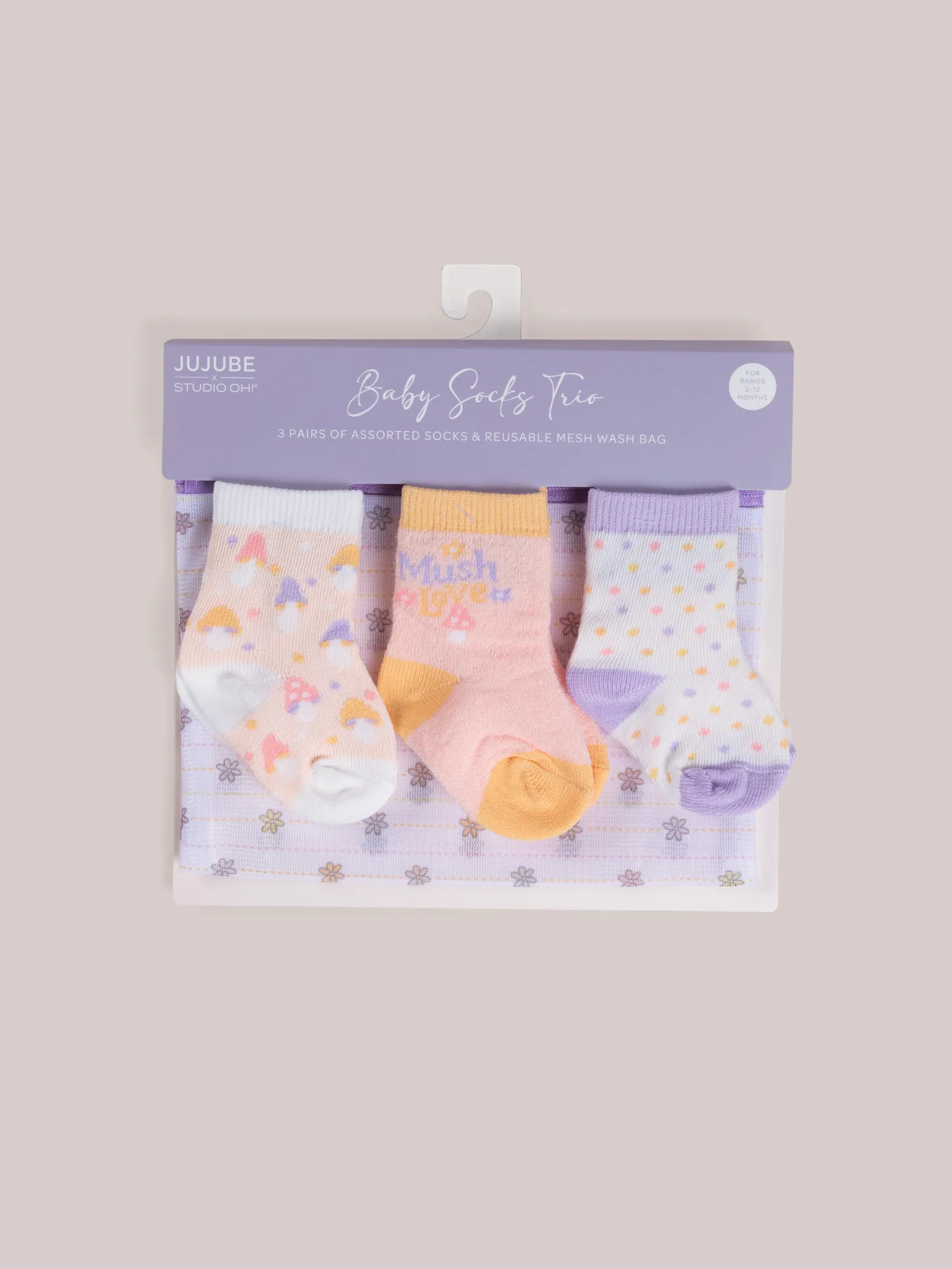 3-Pack Soft Durable Baby Socks Set - Mushy Love