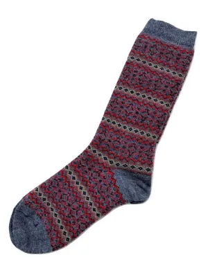 Alhambra Striped Alpaca Socks in Charcoal - Large