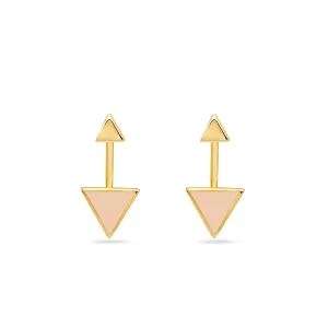 Arrow Rose Earring - 14 karat gold earring, rose enamel