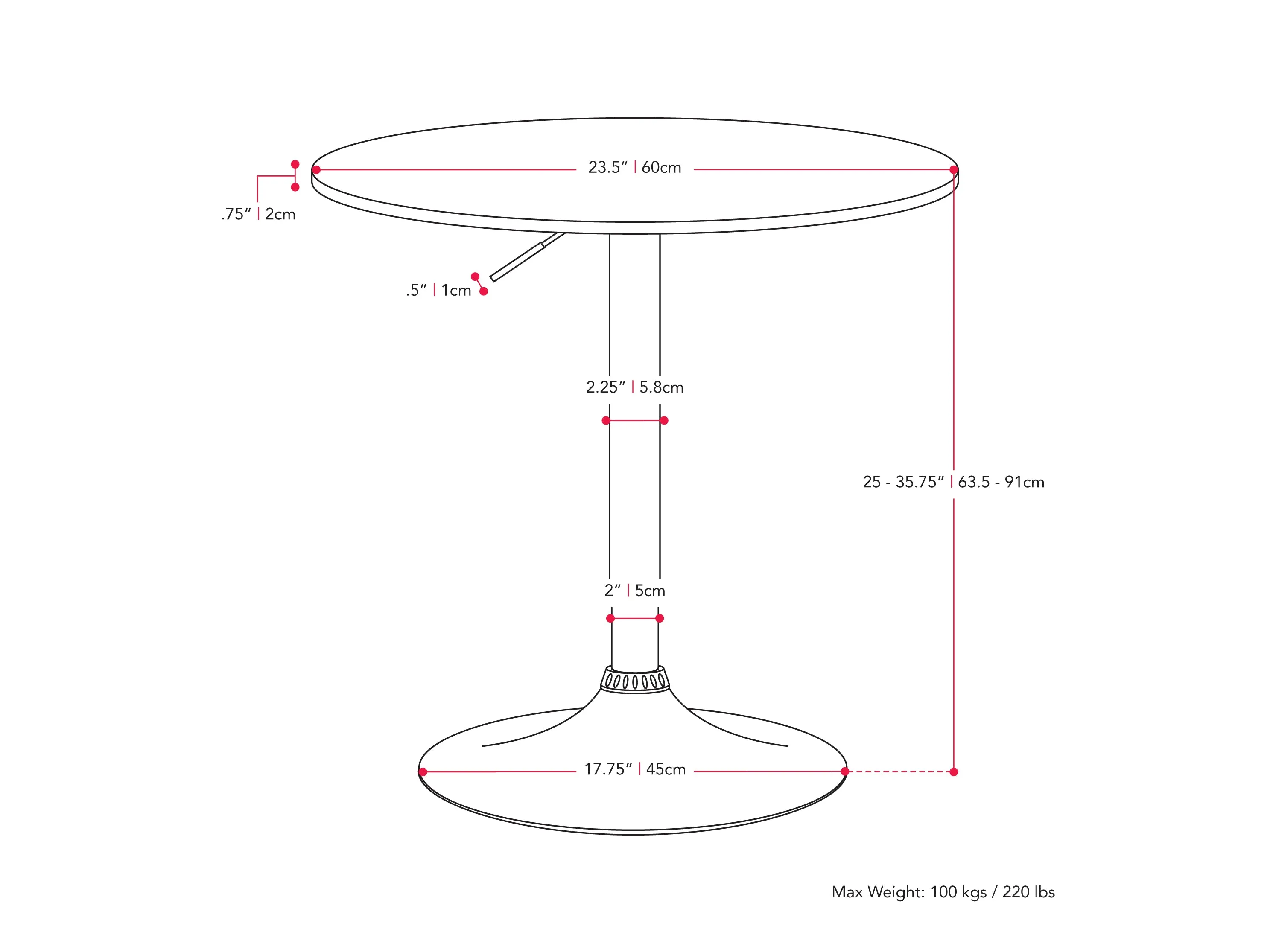 Black Bar Table, Adjustable Height