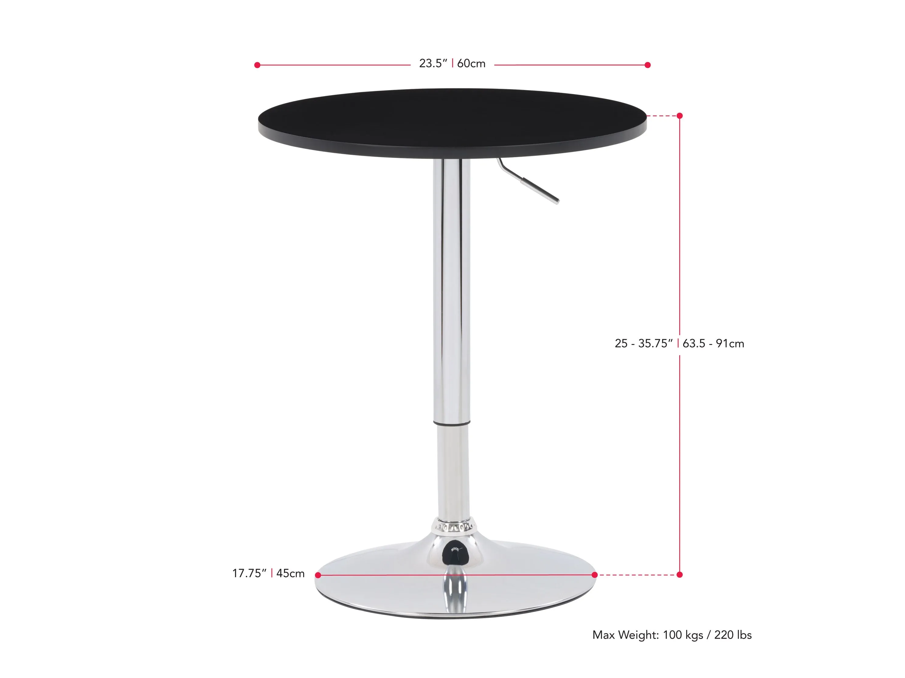 Black Bar Table, Adjustable Height