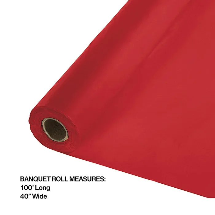 Bulk Classic Red Plastic Banquet Roll 100 ft x 40 inch (6 per Case)