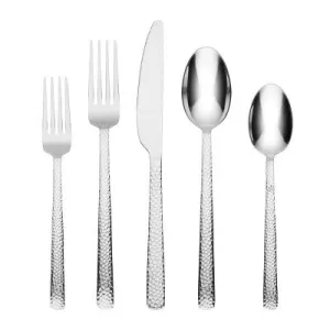 Cambridge Silversmiths 20pc Henrietta Hammered Mirror Flatware Set