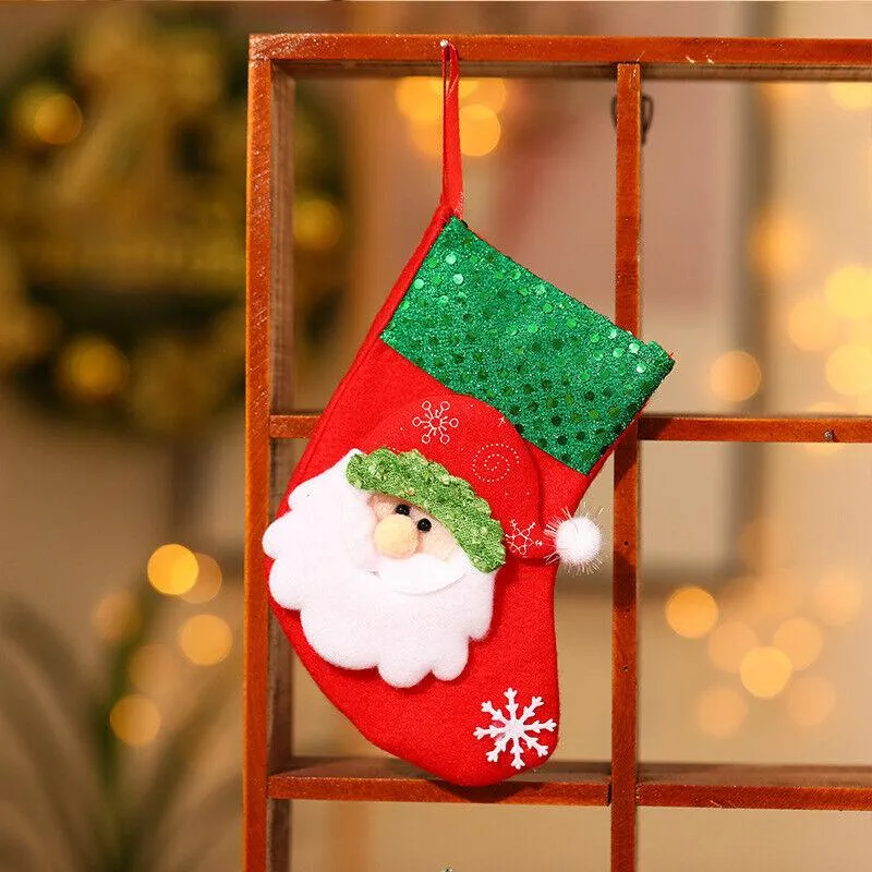 Christmas Stocking Socks Ornament Xmas Tree Party Hanging Gift Candy Bags Decor