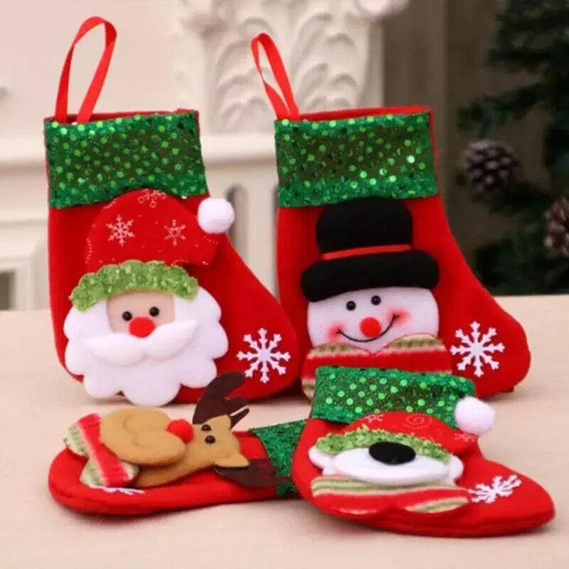 Christmas Stocking Socks Ornament Xmas Tree Party Hanging Gift Candy Bags Decor