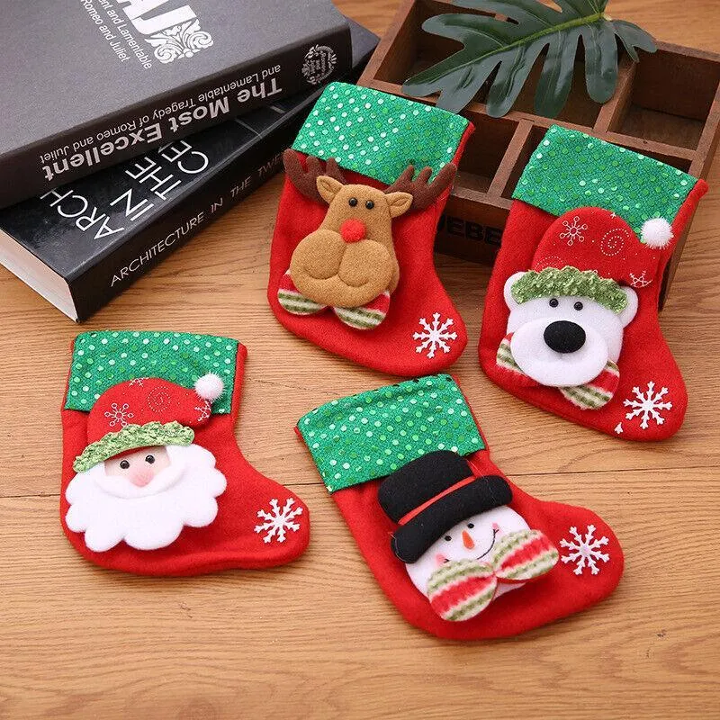 Christmas Stocking Socks Ornament Xmas Tree Party Hanging Gift Candy Bags Decor