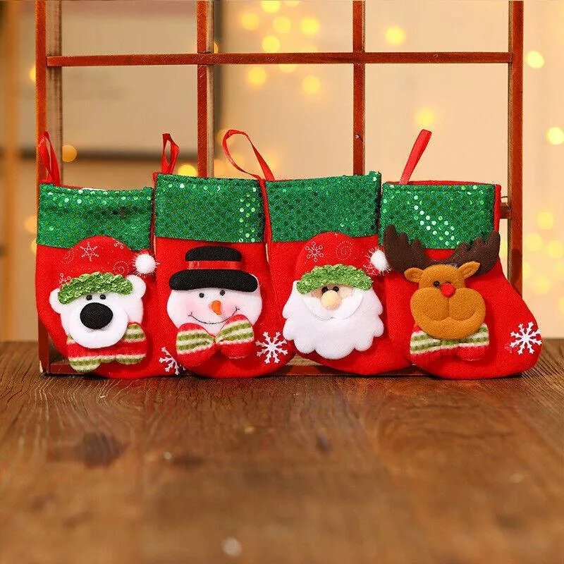 Christmas Stocking Socks Ornament Xmas Tree Party Hanging Gift Candy Bags Decor