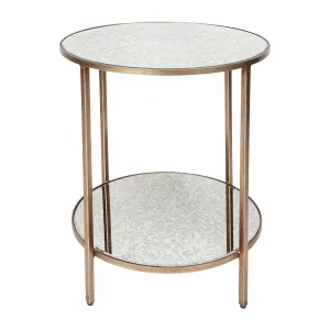 Cocktail Mirrored Side Table - Antique Gold