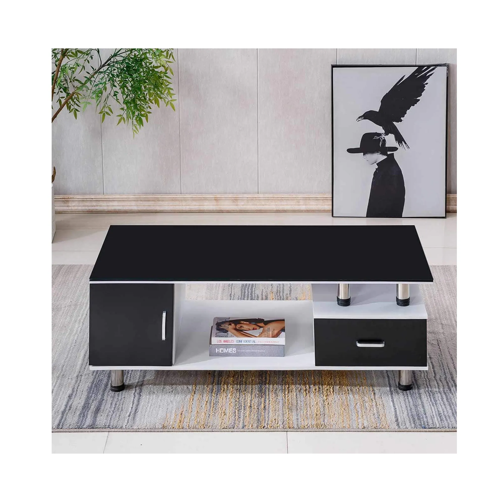 Contempory Coffee Table – White   Black CT218