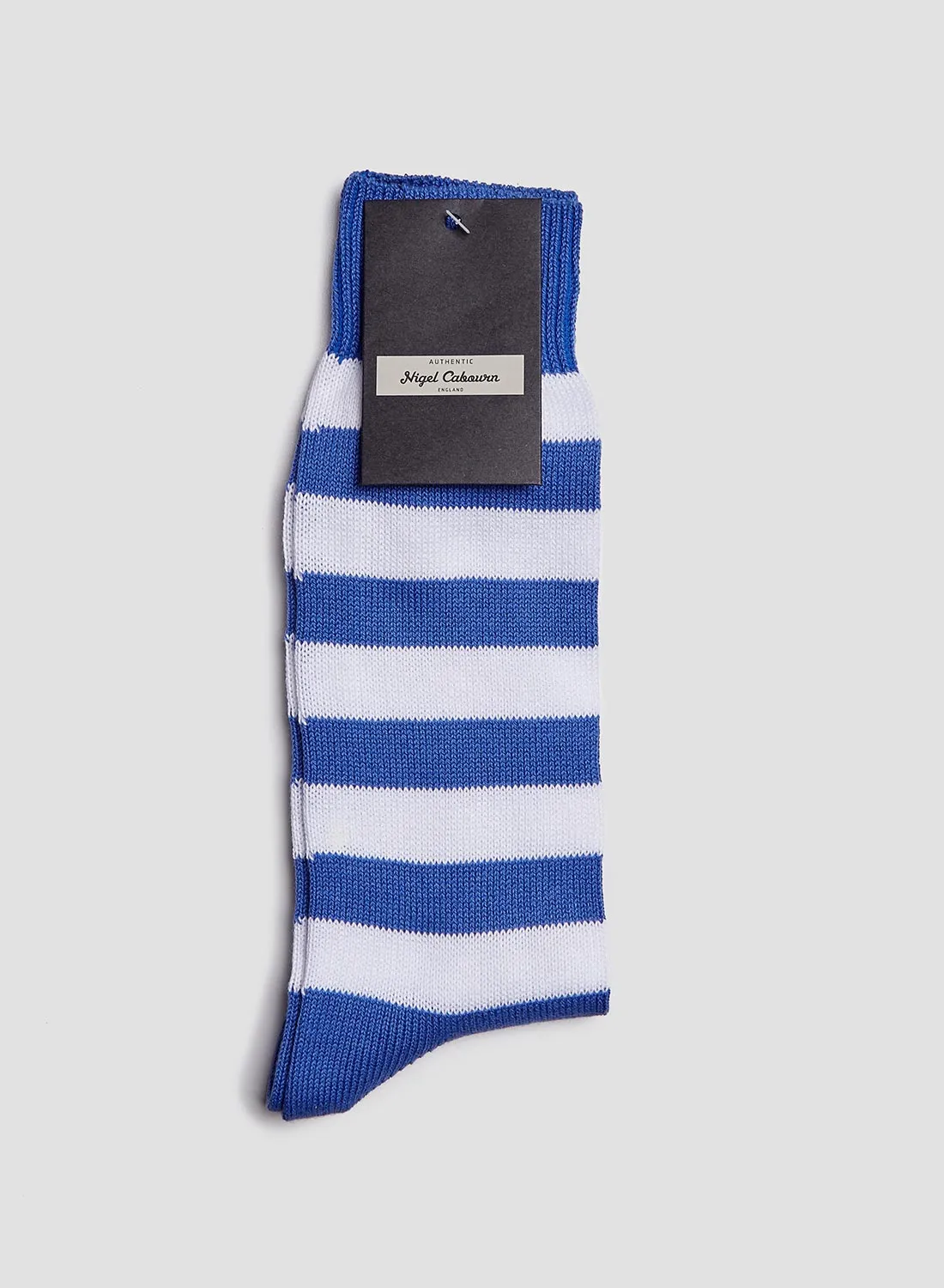 Cotton Stripe Socks in Blue/White