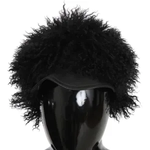 Dolce & Gabbana Chic Black Gatsby Cap in Tibet Lamb Fur