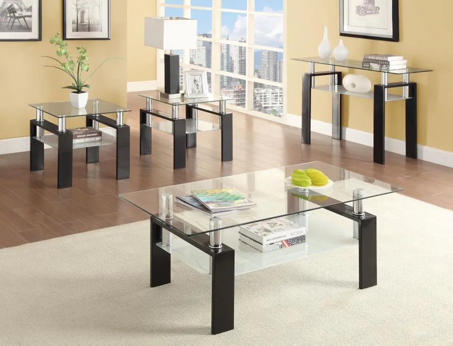 Dyer - Rectangular Glass Top Entryway Sofa Console Table - Black