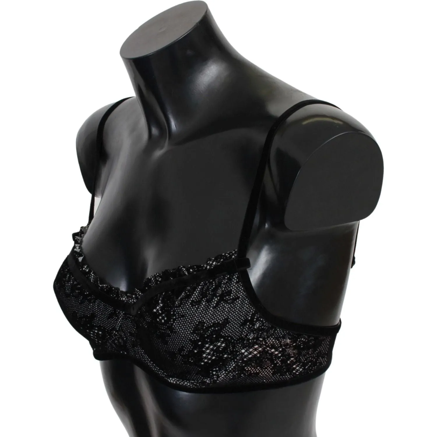 Ermanno Scervino Sleek Black Mesh Balconcino Bra