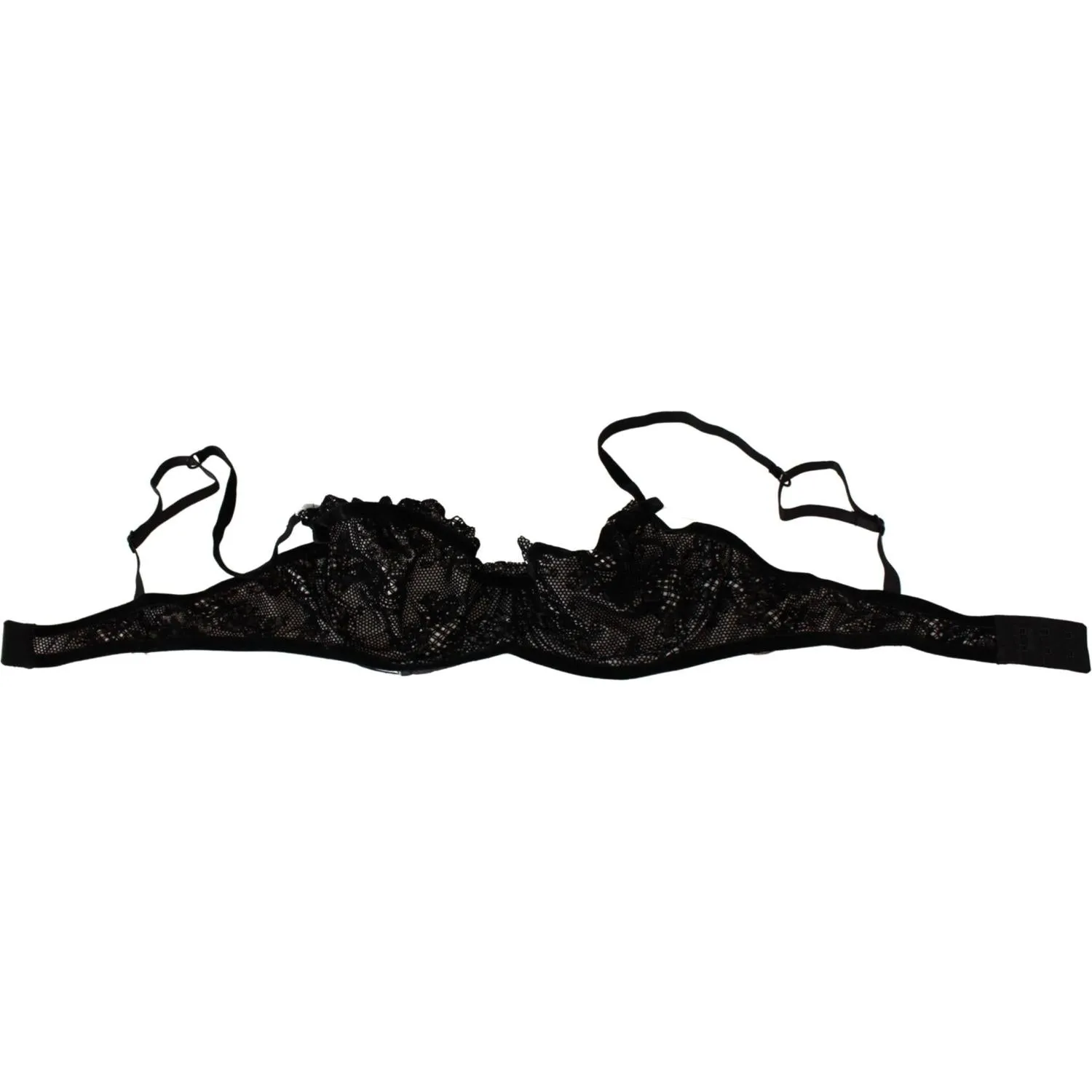 Ermanno Scervino Sleek Black Mesh Balconcino Bra