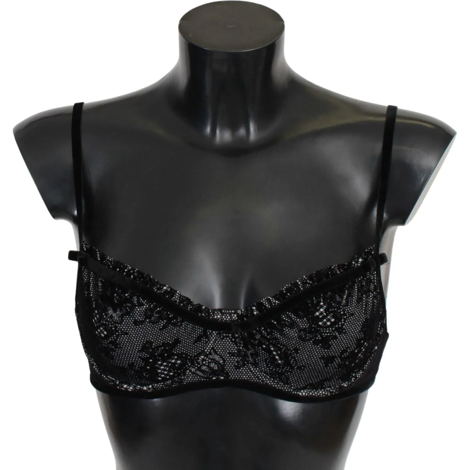 Ermanno Scervino Sleek Black Mesh Balconcino Bra