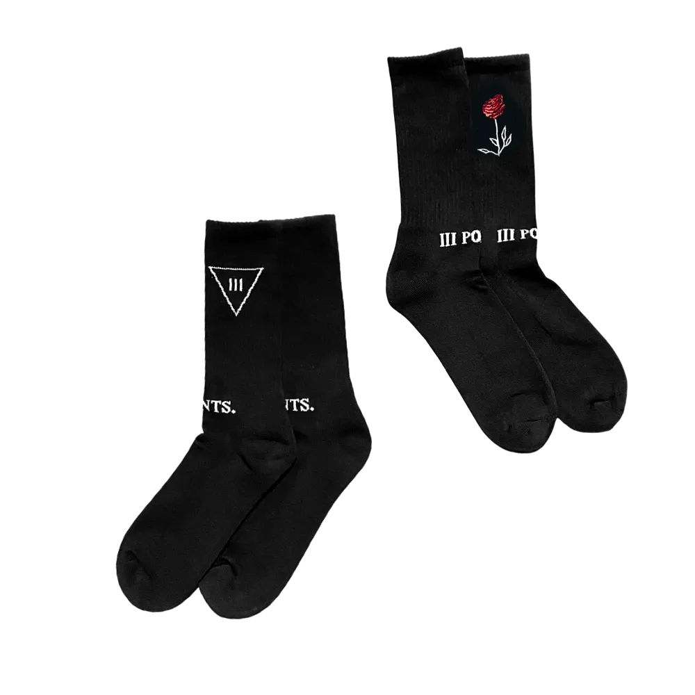 III Points Red Rose Black Socks