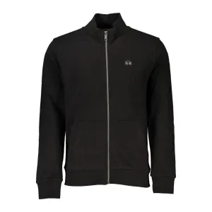 La Martina Sleek Black Cotton Zip Sweater