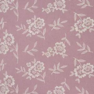 Linen Blend - Embroidered Flowers - Rose Pink - END OF BOLT 45cm