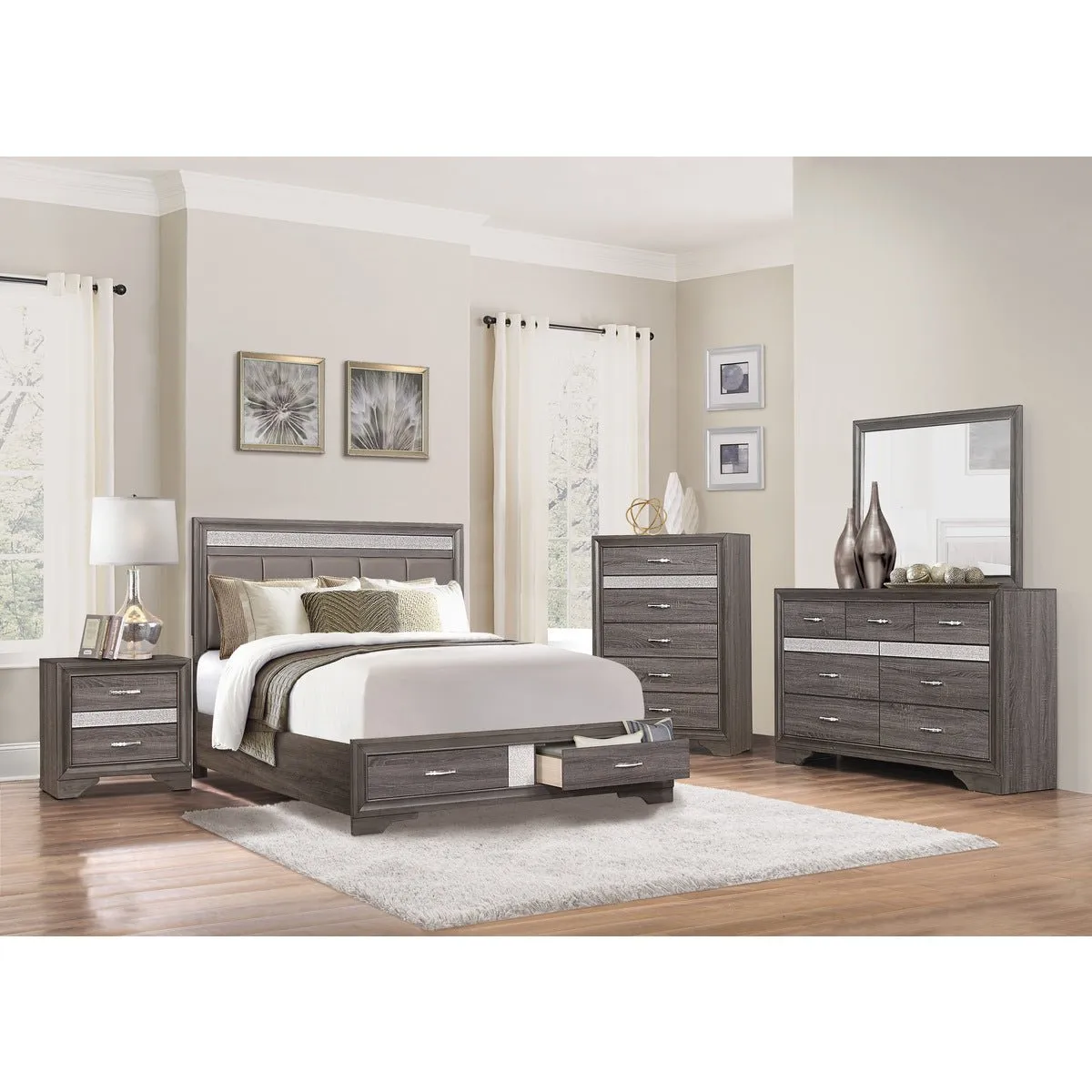 Luster King Platform Bed with Footboard Storage