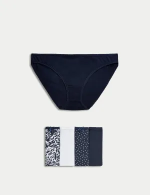 Marks & Spencer Printed Cotton Lycra Bikini Briefs, 5 Pieces