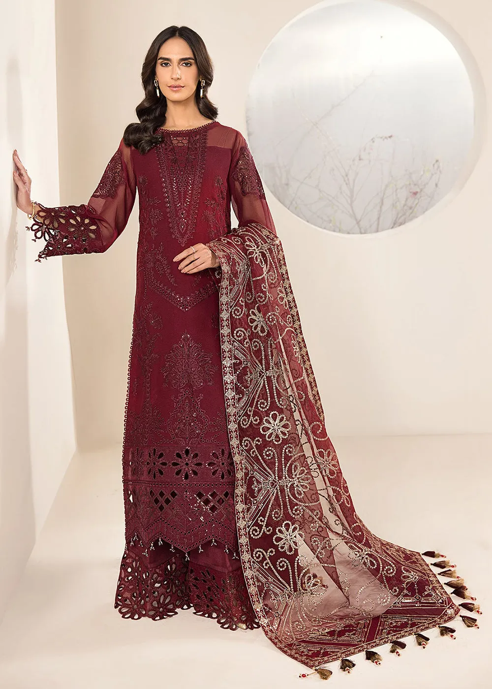 Maroon Formal Suit - Alizeh - Lamhay Formals '23 - V15D01 - Raisa