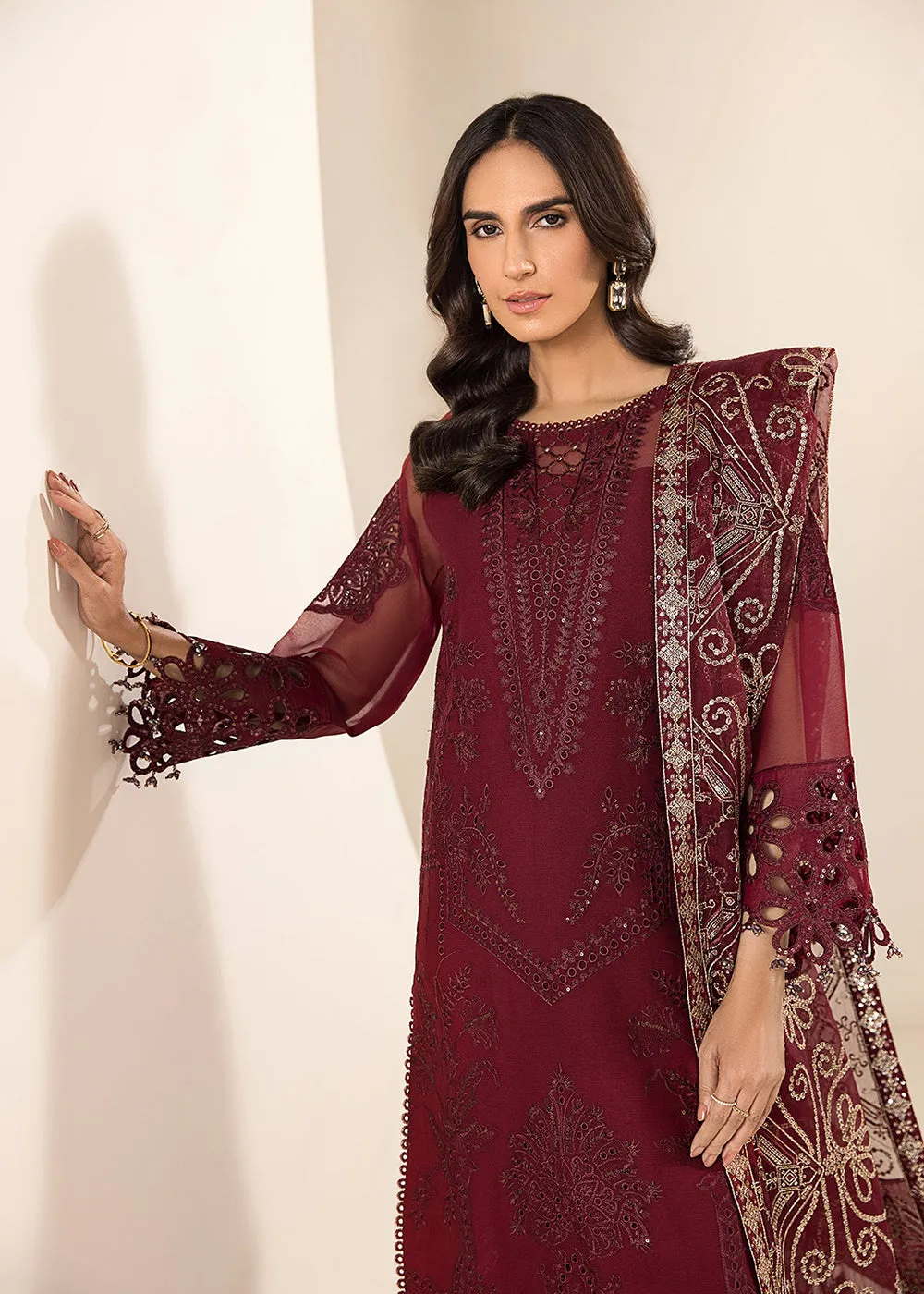 Maroon Formal Suit - Alizeh - Lamhay Formals '23 - V15D01 - Raisa