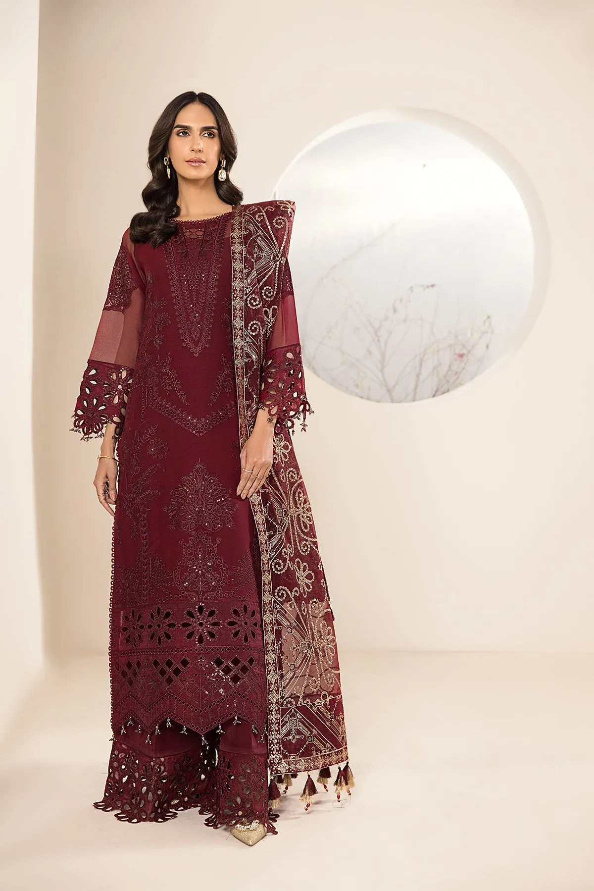 Maroon Formal Suit - Alizeh - Lamhay Formals '23 - V15D01 - Raisa