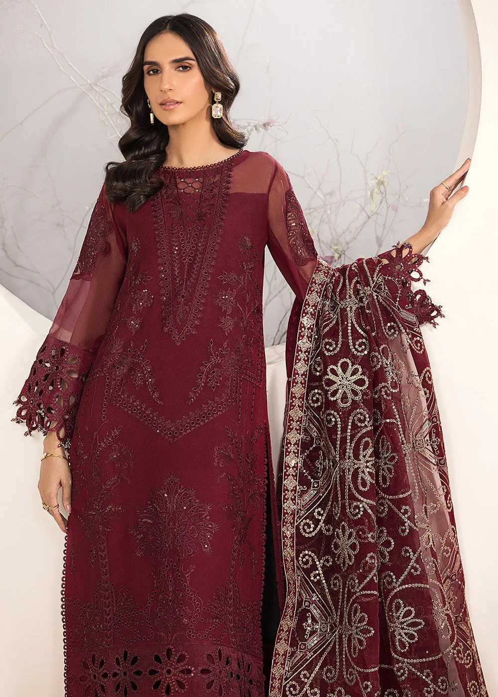 Maroon Formal Suit - Alizeh - Lamhay Formals '23 - V15D01 - Raisa