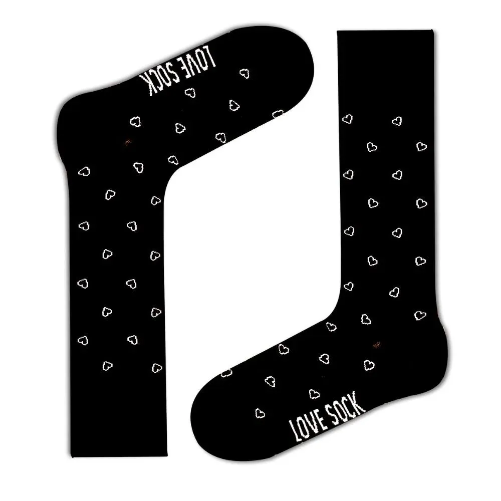 Mini Hearts patterned organic cotton men black dress socks