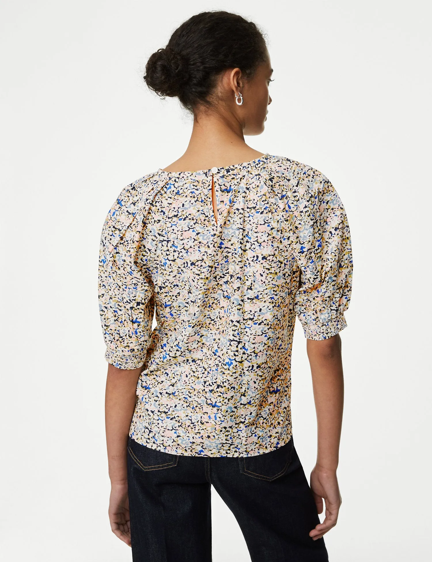 Modal Blend Printed Puff Sleeve Blouse