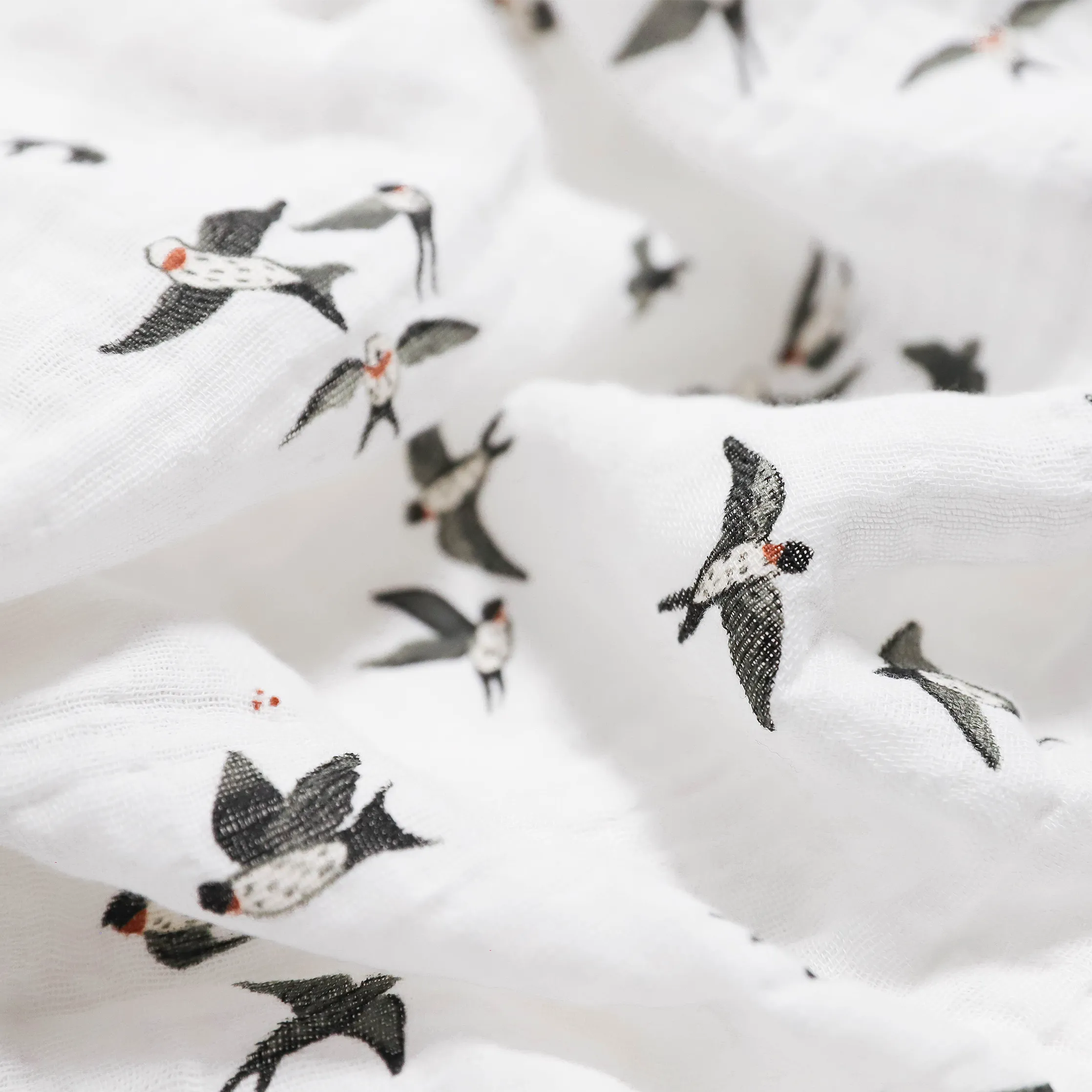 Organic Cotton Muslin Swaddle Blanket 2 Pack - Swallows