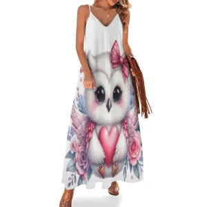 Owl Spaghetti Strap Ankle-Length Dress Long dress