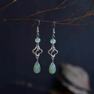 Phoenix Green and White Jade Earrings