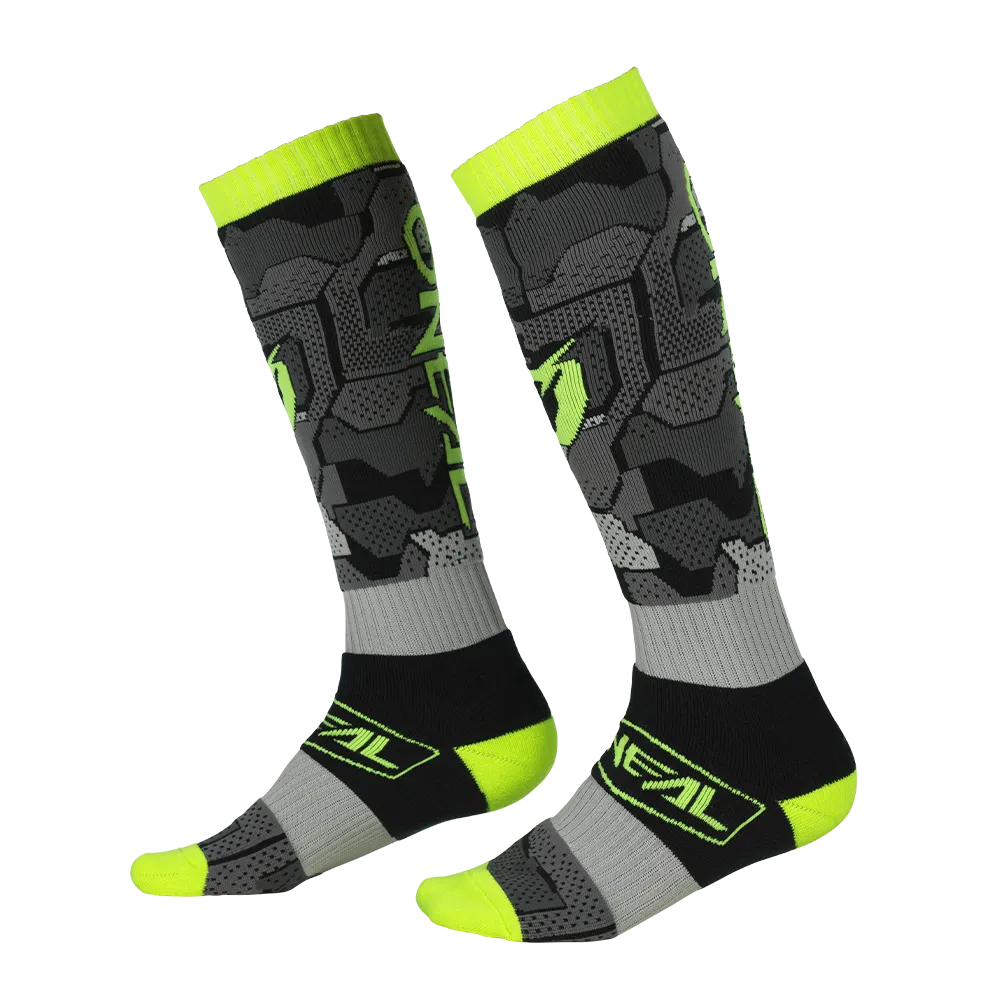 Pro MX Camo Gray/Neon Yellow Sock