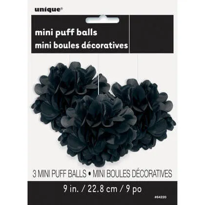 Puff Tissue Decoration 9" Black 3 count