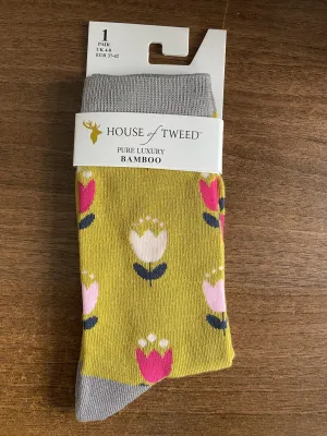 Pure Luxury Bamboo Socks for Women by House of Tweed - Floral Design