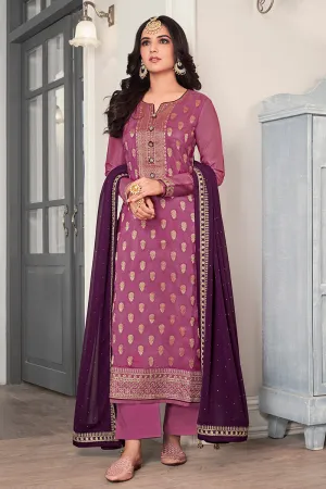 Purple Dola Jacquard Silk Festival Salwar Kameez