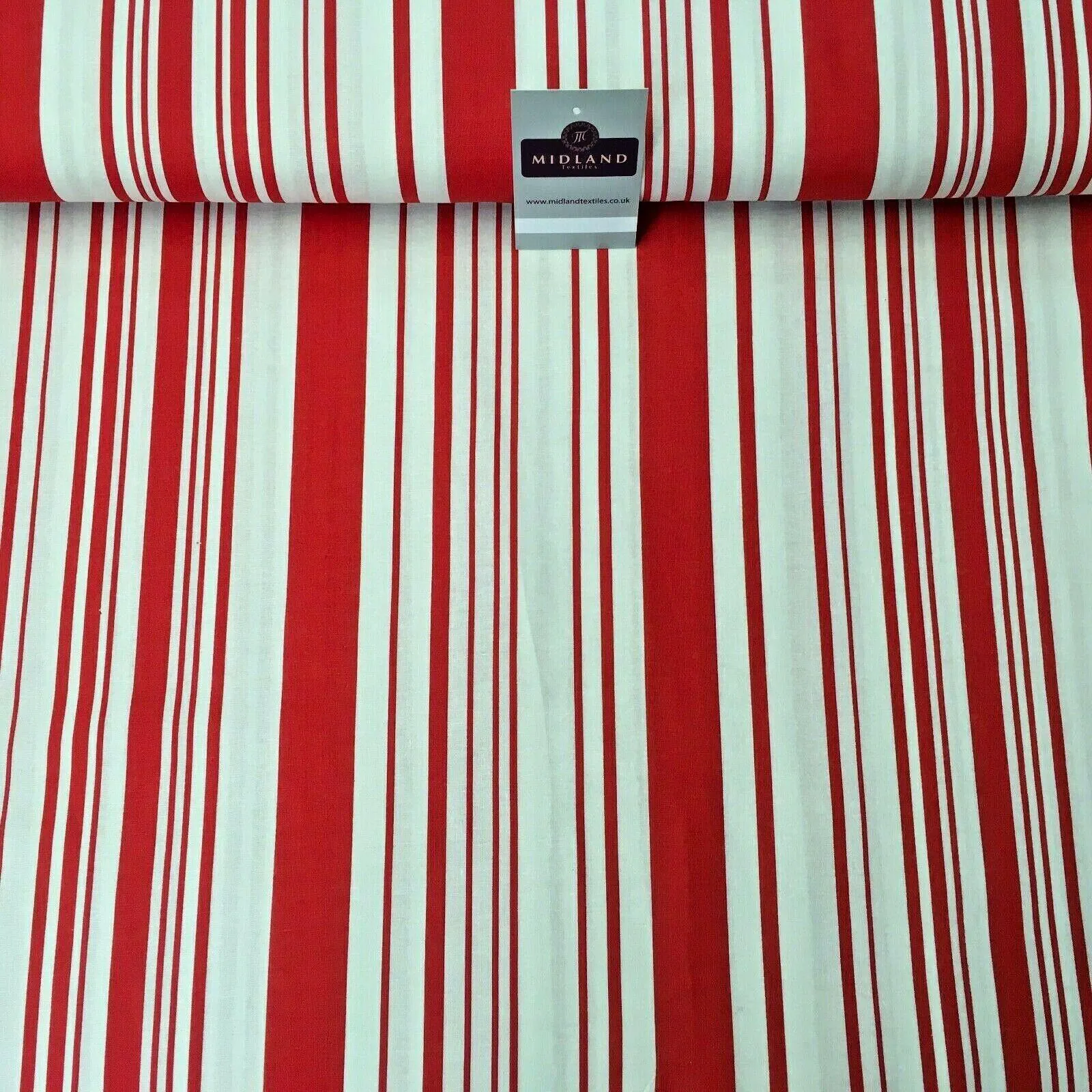 Red Striped Printed Cotton Linen Dress Fabric 150cm Wide MK1086-5