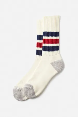 RoToTo Coarse Ribbed Old School Socks / Navy Dark Red