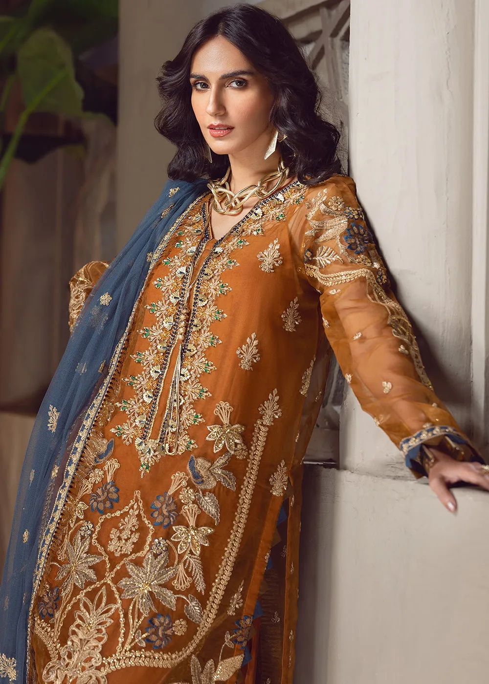 Rust Pakistani Palazzo Suit | Emaan Adeel | Le Festa Formal Edit 7 | LF-706