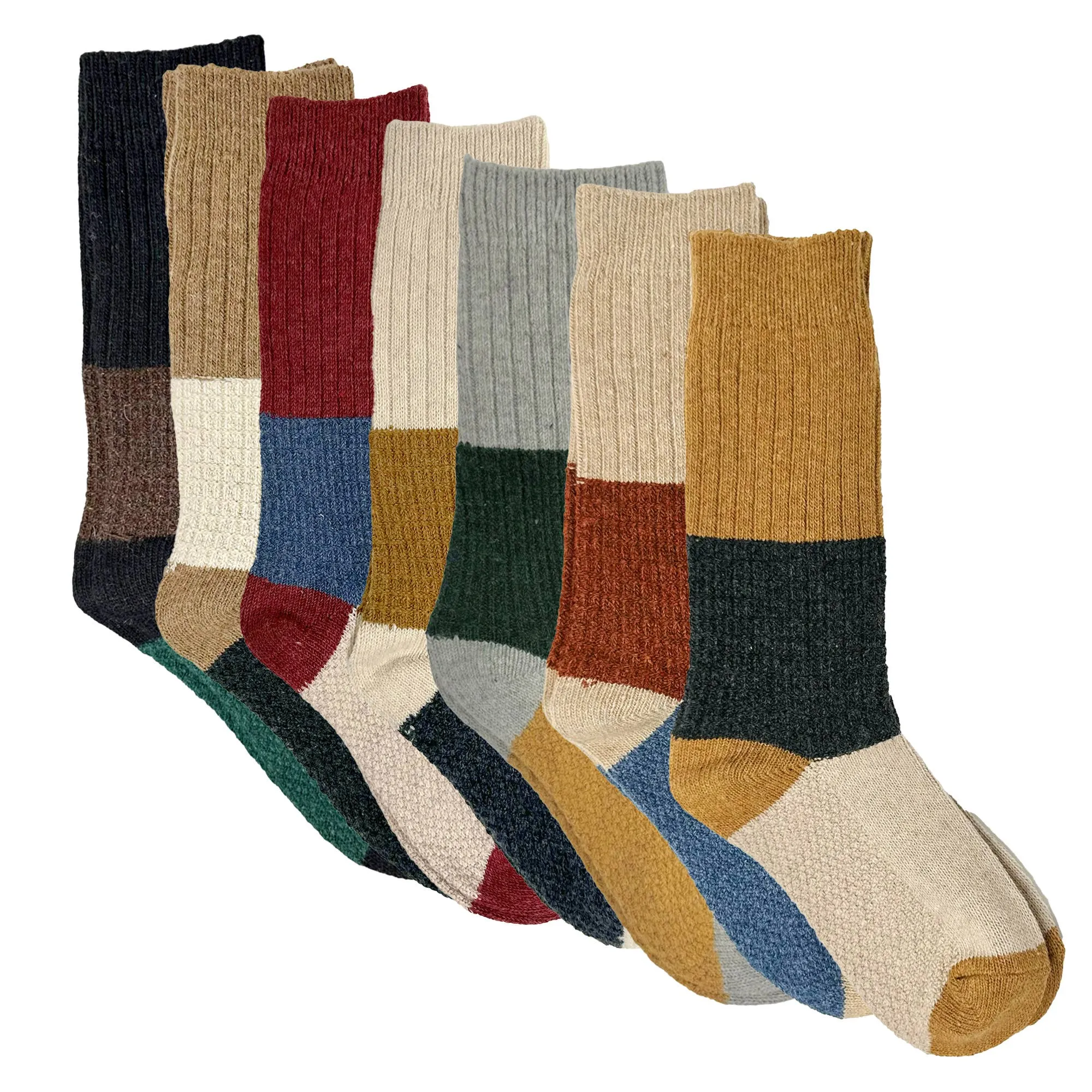 Ryder Color Block Socks: Gray / Green / Mustard