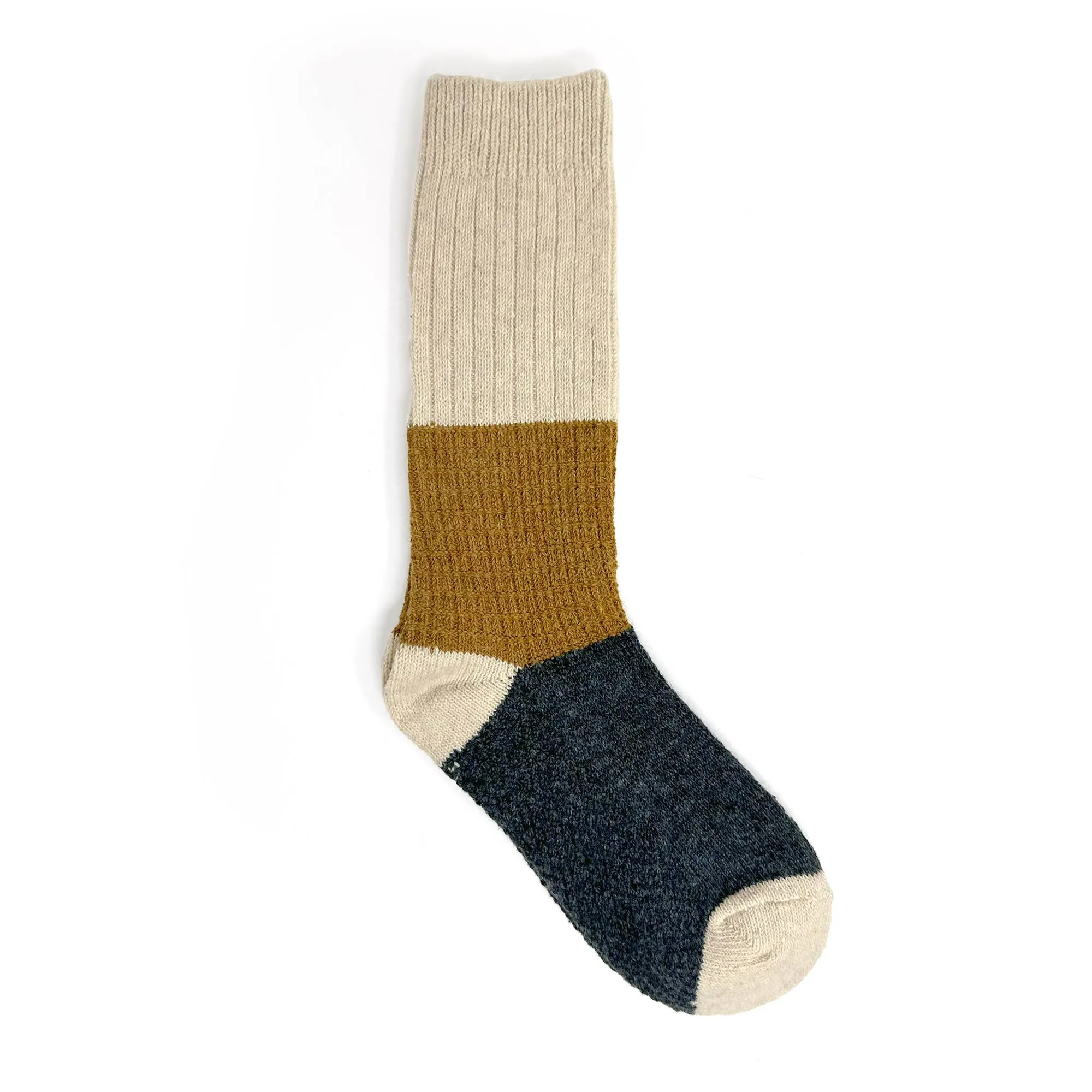 Ryder Color Block Socks: Gray / Green / Mustard