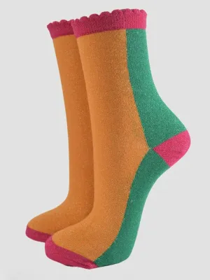 Sock Talk Glitter Socks Orange