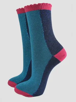 Sock Talk Glitter Socks Teal