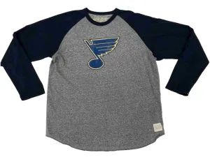 St. Louis Blues Retro Brand Gray Navy Two Tone Long Sleeve Cotton T-Shirt