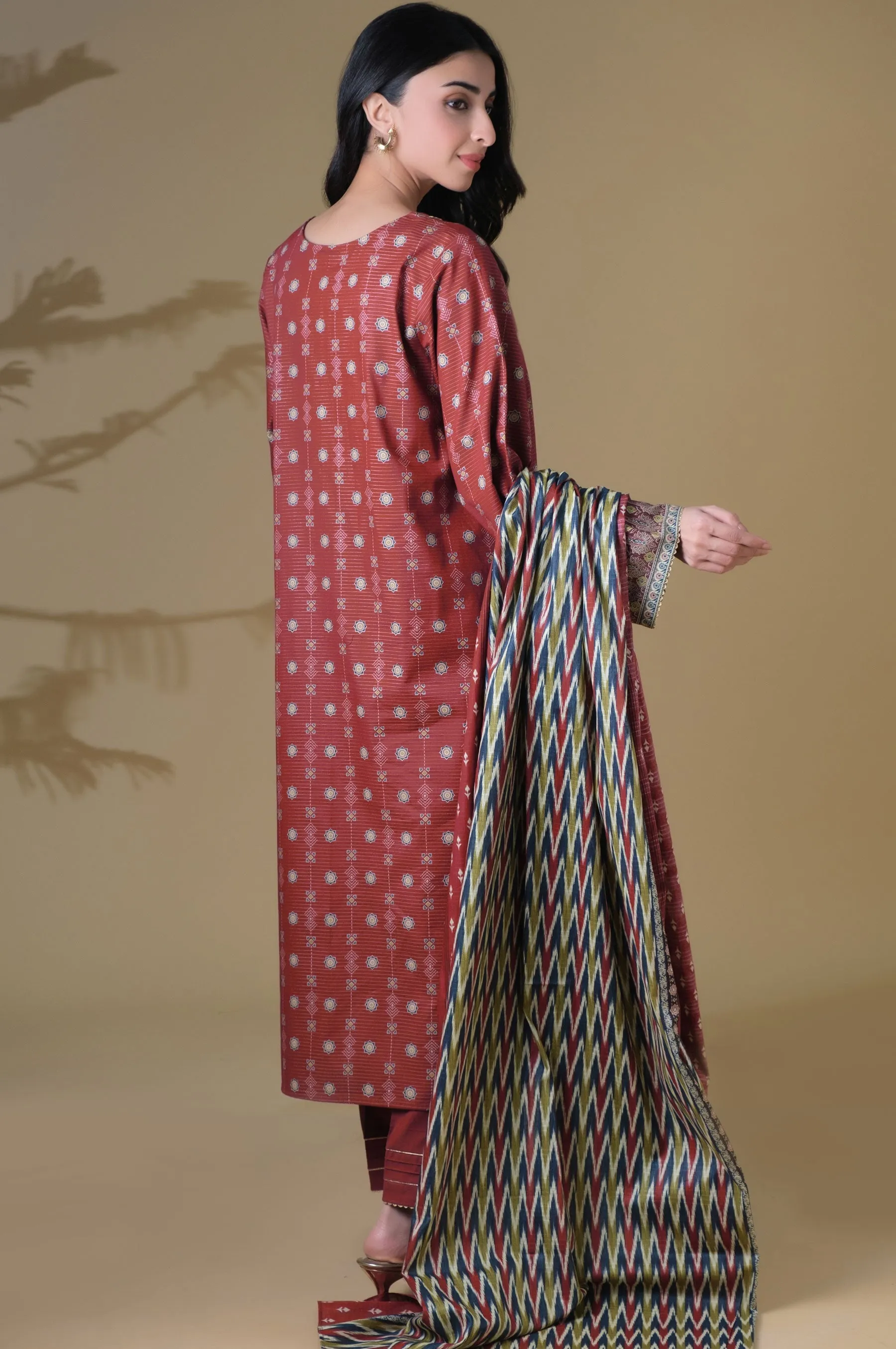 Stitched 3 Piece Printed Masuri Lawn Suit