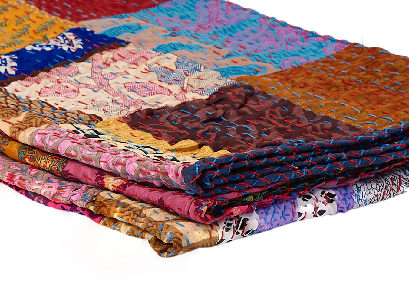 Taj Hotel Home Decor Kantha Silk Throw | 50"x70" | 1