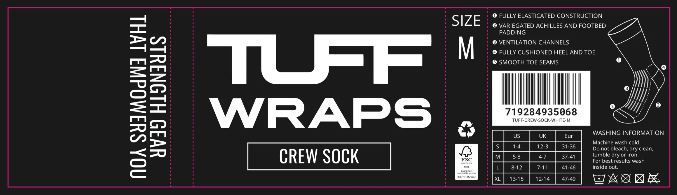 TUFF Crew Socks - White