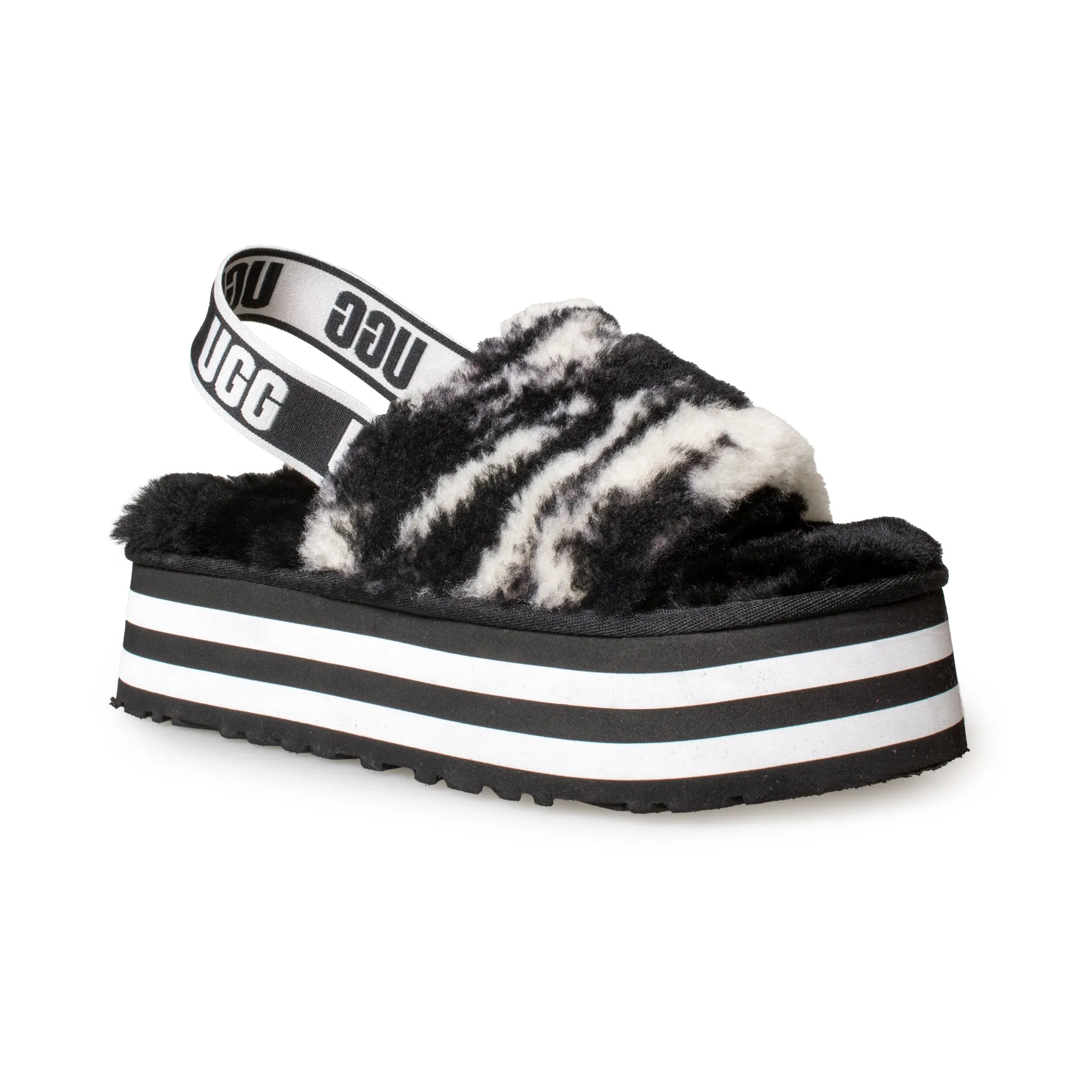 UGG Disco Marble Slide Black Sandals - Women's