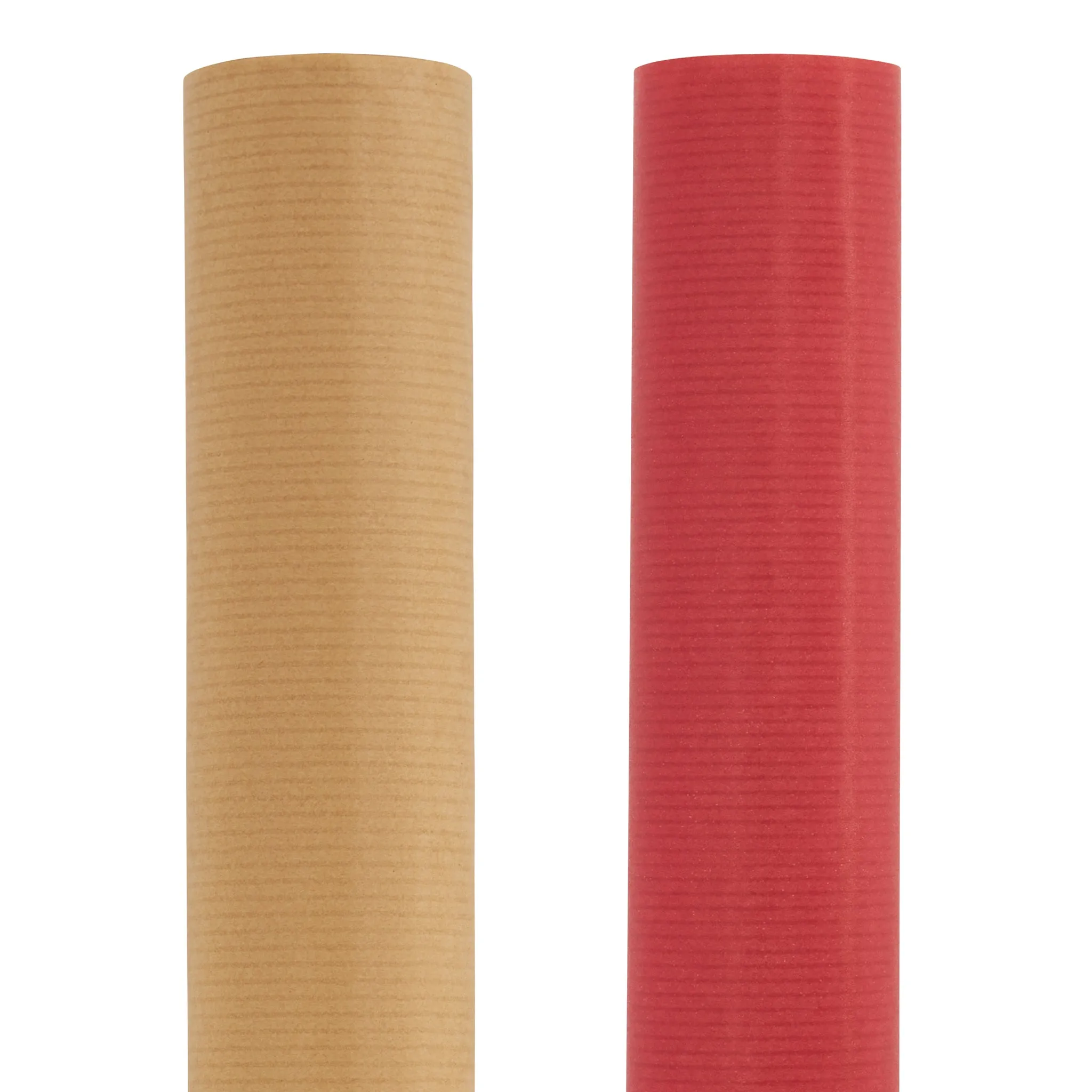 Wrapping Paper - Red & Natural Ribbed Kraft Gift Wrap - Singles or 4 Pack - 3m Roll